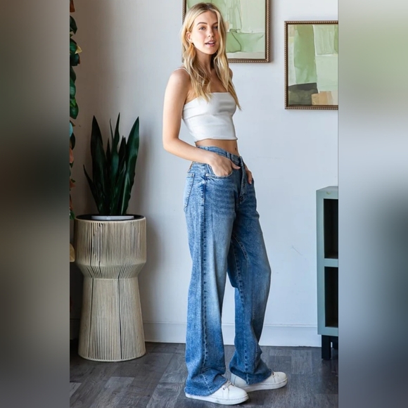 Oli & Hali Blue Denim Wide-Leg Pants - Picture 4 of 5